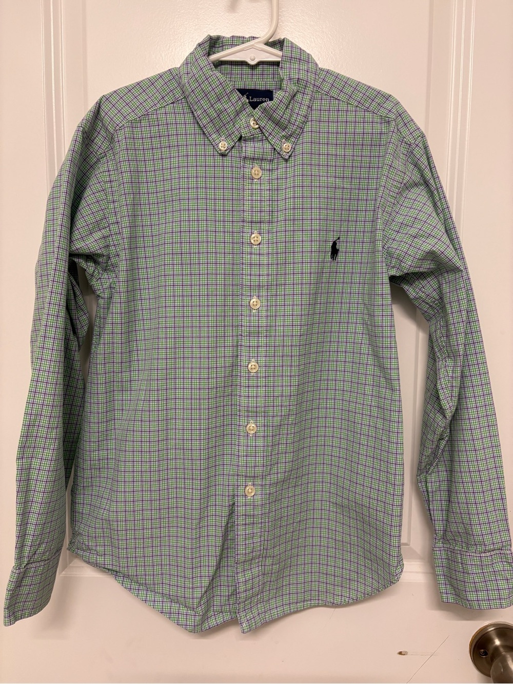 Ralph Lauren Boys Green & Purple Plaid Button-Down Shirt
